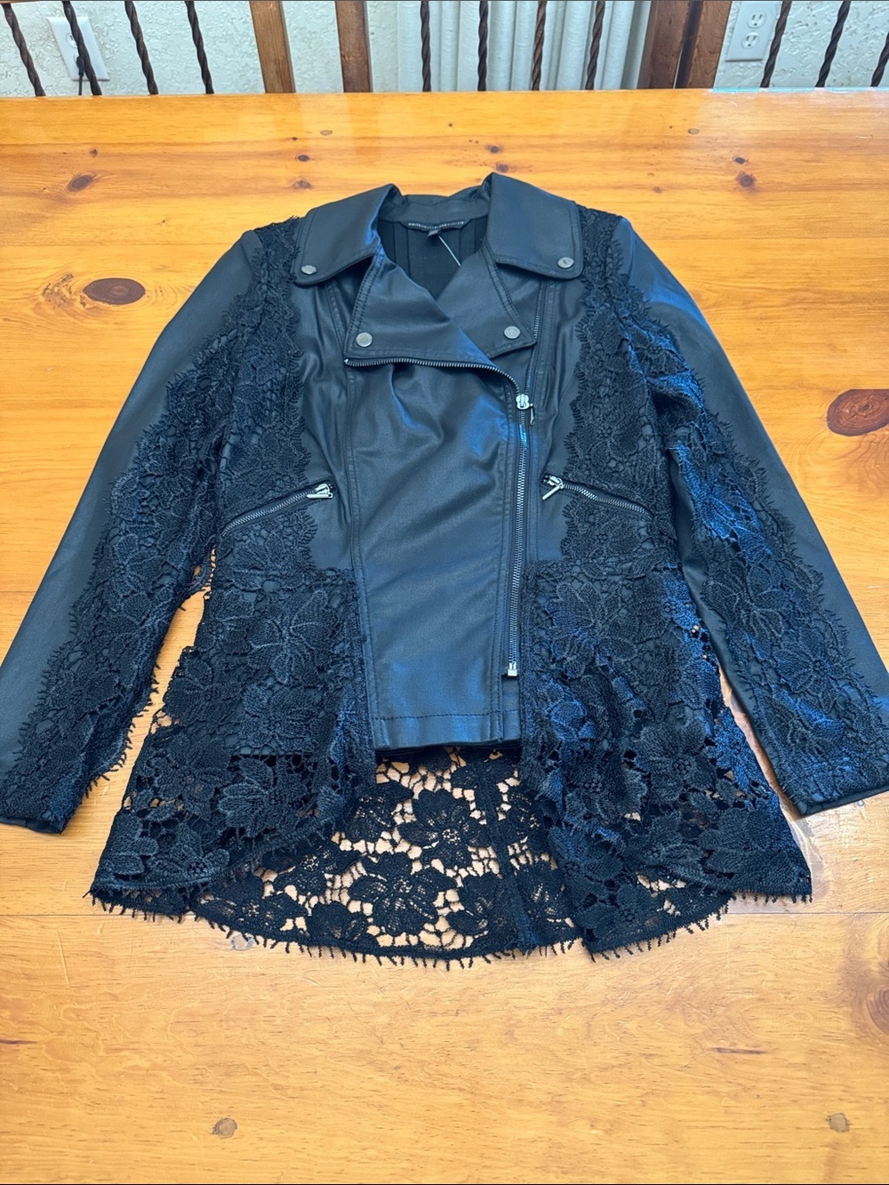 White House Black Market Lace Trimmed Moto Jacket NWT Limited Edition - Picture 8 of 14